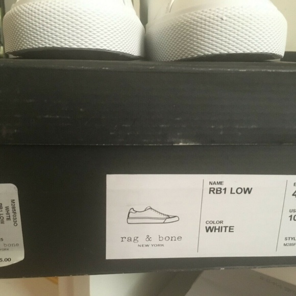 Rag & Bone RB1 Low White Sneakers 10.5 US